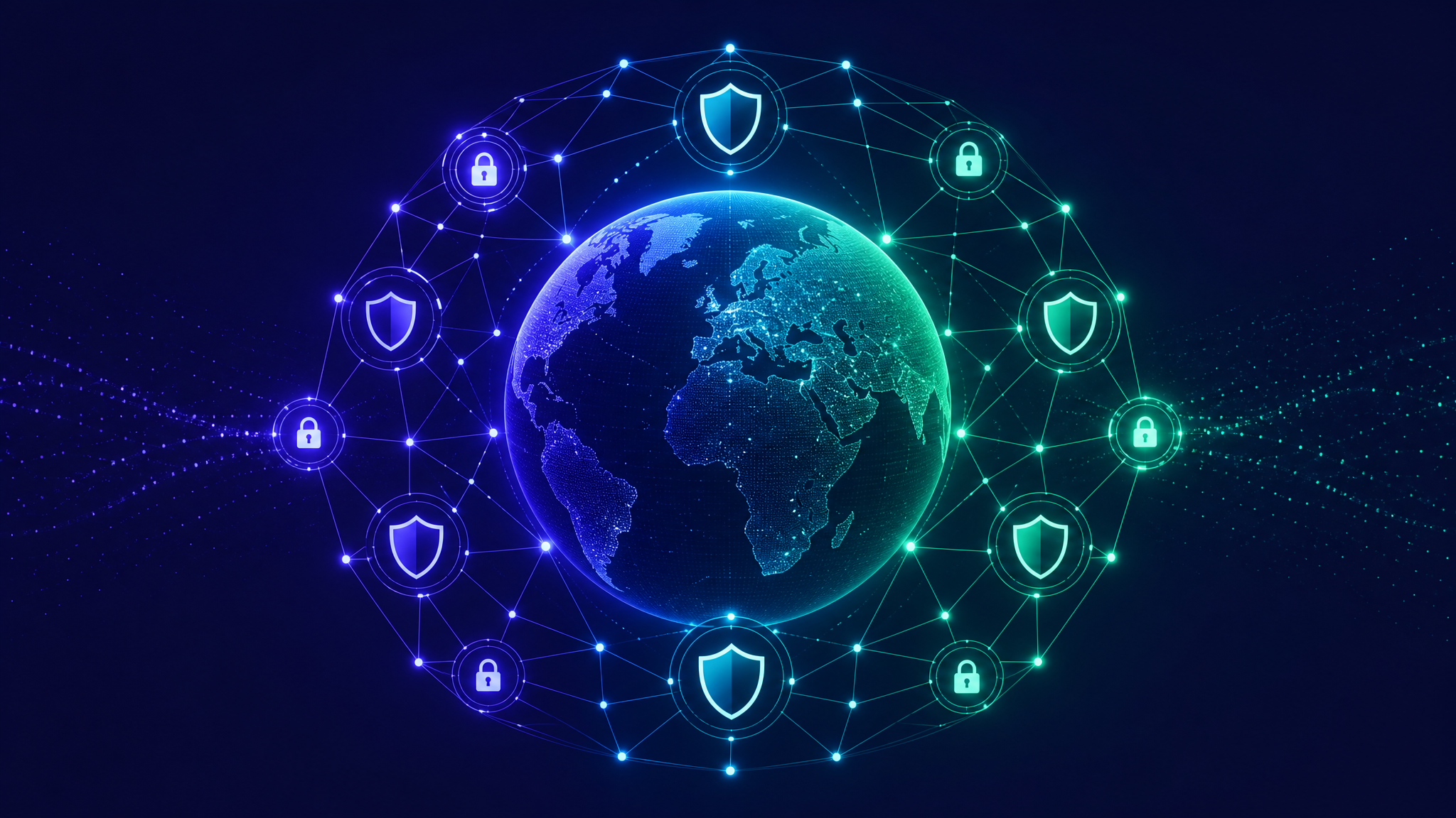 Global AI governance connectivity with protective shield network