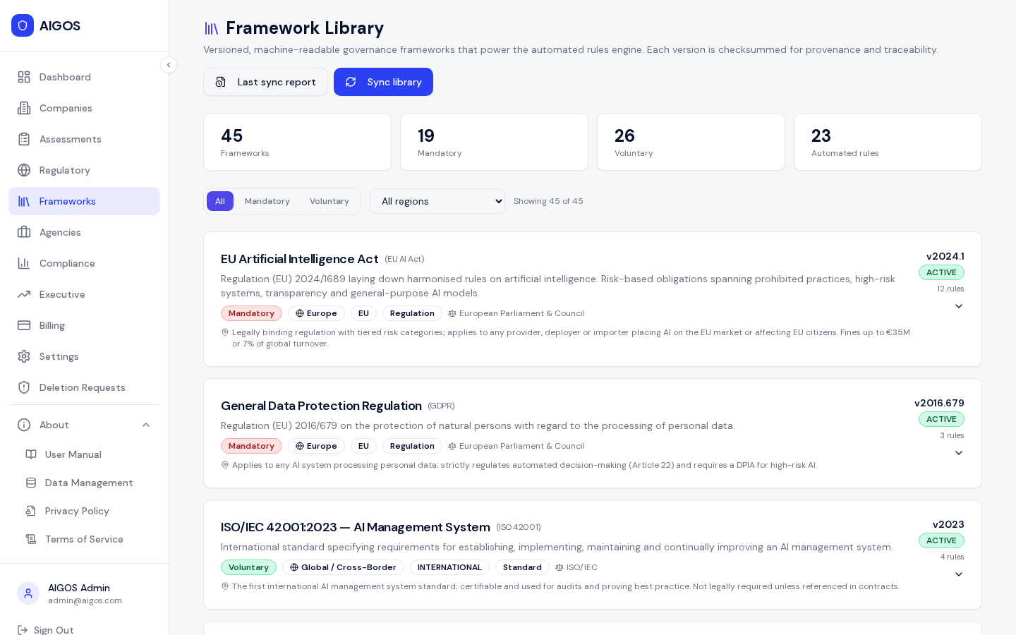AnzenBaltic regulatory frameworks library with global AI governance standards