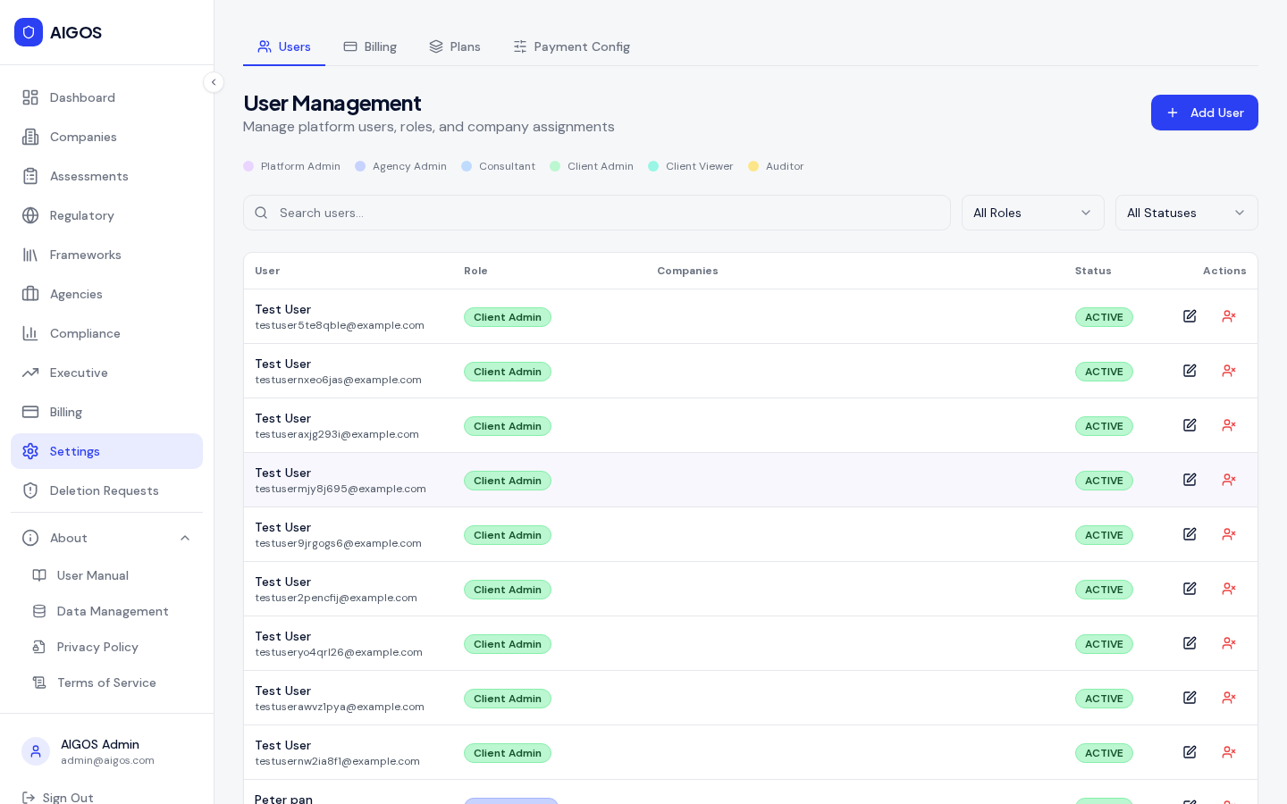 AnzenBaltic team management dashboard with role-based user administration